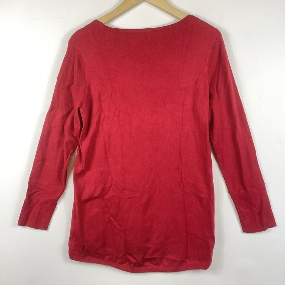 Tribal Long Sleeve Red Textured Knit Pullover Top Shirt Sweater Womens Medium - Picture 4 of 6